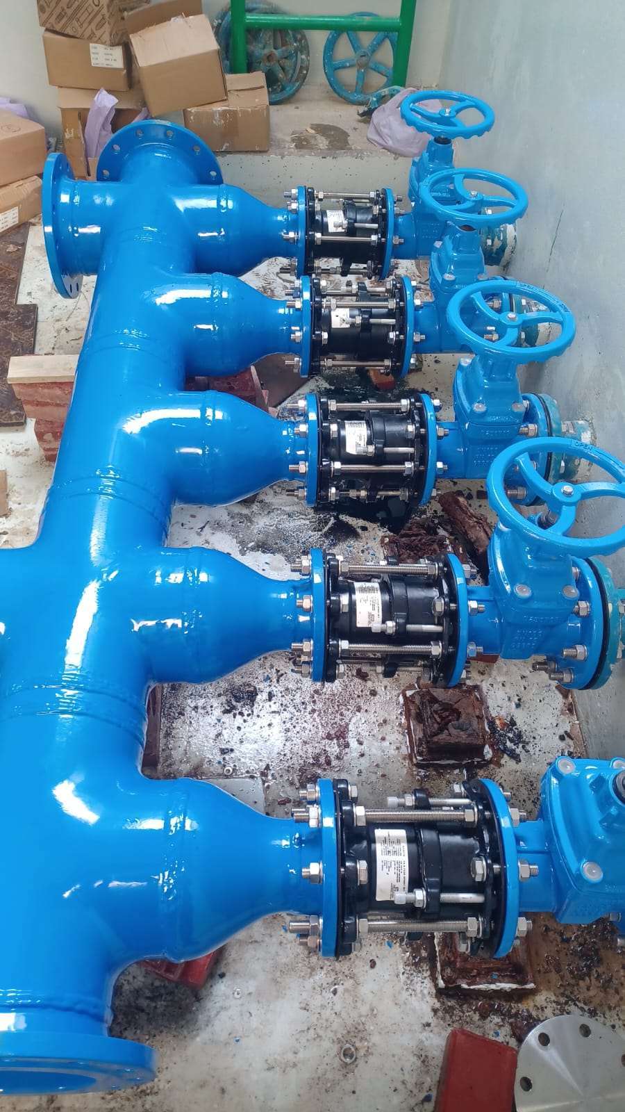 Irrigation valve assembly in a pump room